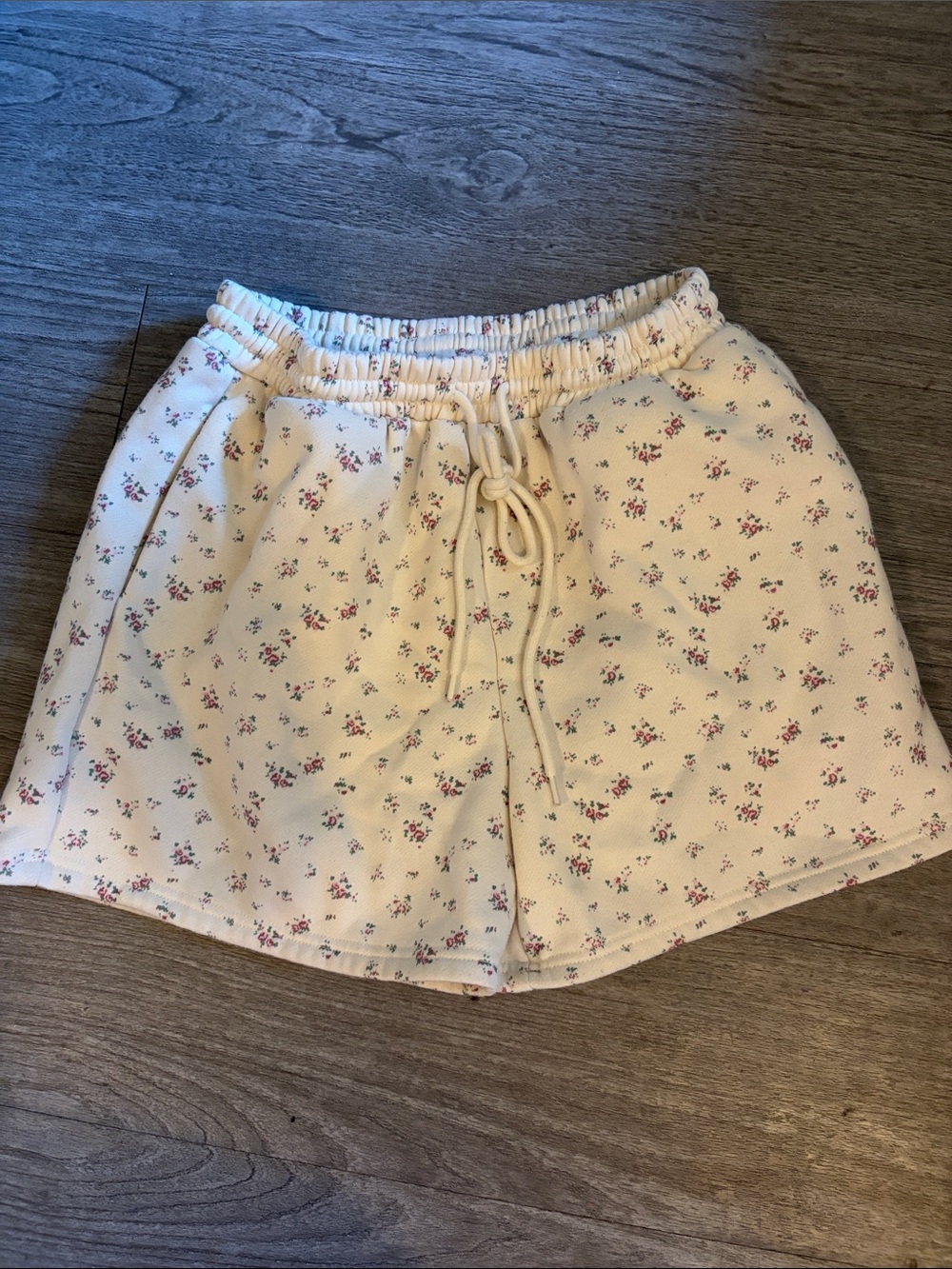Altar'd State Cream Floral Drawstring Shorts